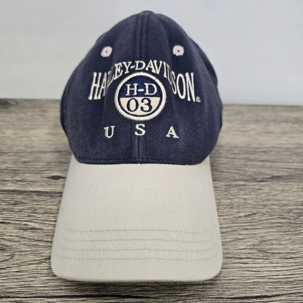 Harley-Davidson 03 USA‎ Motorcycle Baseball Hat Cap Blue One Size Fits All